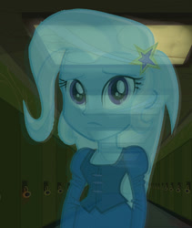 Size: 608x720 | Tagged: safe, edit, edited screencap, imported from derpibooru, screencap, trixie, ghost, equestria girls, dead, female, sad, solo, spirit