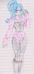 Size: 1068x2305 | Tagged: safe, artist:elgatosabio, imported from derpibooru, sonata dusk, equestria girls, female, lined paper, solo, traditional art