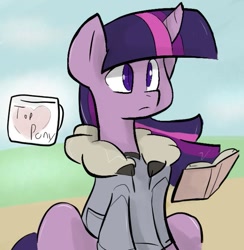 Size: 617x632 | Tagged: safe, artist:^:3, imported from derpibooru, twilight sparkle, book, clothes, female, magic, mug, solo, telekinesis