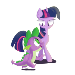 Size: 1500x1500 | Tagged: safe, artist:friendlyraccoon, imported from derpibooru, spike, twilight sparkle, alicorn, pony, female, lidded eyes, mare, twilight sparkle (alicorn), walking