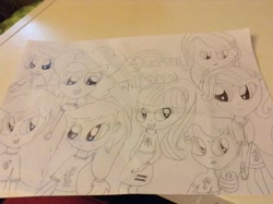 Size: 960x717 | Tagged: safe, imported from derpibooru, applejack, fluttershy, pinkie pie, rainbow dash, rarity, starlight glimmer, trixie, twilight sparkle, pony, unicorn, female, mane six, mare, pencil drawing, traditional art