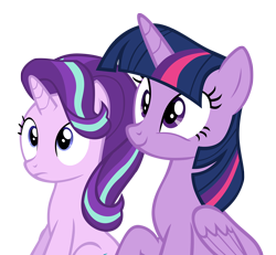 Size: 1240x1145 | Tagged: safe, artist:hendro107, imported from derpibooru, starlight glimmer, twilight sparkle, alicorn, pony, unicorn, .psd available, cute, duo, duo female, female, glimmerbetes, mare, simple background, smiling, transparent background, twiabetes, twilight sparkle (alicorn), varying degrees of want, vector