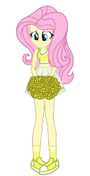 Size: 1800x3500 | Tagged: safe, alternate version, artist:mixiepie, imported from derpibooru, fluttershy, equestria girls, belly button, cheerleader, clothes, female, midriff, pleated skirt, pom pom, shoes, simple background, skirt, sneakers, socks, solo, transparent background, vector