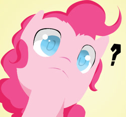 Size: 523x486 | Tagged: safe, artist:0ndshok, imported from derpibooru, pinkie pie, bust, female, portrait, question mark, simple background, solo