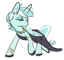 Size: 872x819 | Tagged: safe, artist:nobody, imported from derpibooru, lyra heartstrings, alicorn, pony, black dress, clothes, dress, ear piercing, earring, female, jewelry, lyracorn, necklace, piercing, race swap, simple background, solo, white background