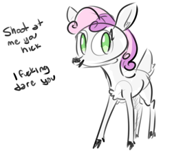 Size: 674x592 | Tagged: safe, artist:nobody, imported from derpibooru, sweetie belle, deer, female, solo, species swap, vulgar