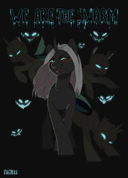 Size: 1987x2761 | Tagged: safe, artist:dagmell, imported from derpibooru, oc, oc only, oc:queen tenebris, changeling, changeling queen, changeling queen oc, female, white changeling