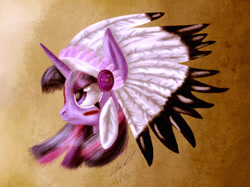 Size: 1280x958 | Tagged: safe, artist:mcmeg29, imported from derpibooru, twilight sparkle, female, headdress, solo, tribal