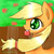 Size: 900x900 | Tagged: safe, artist:dashiepl, imported from derpibooru, applejack, apple, female, food, mouth hold, solo