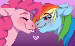 Size: 1600x1000 | Tagged: safe, artist:fluffyrainbowsheep, imported from derpibooru, pinkie pie, rainbow dash, cute, dashabetes, diapinkes, female, lesbian, pinkiedash, shipping, tongue out