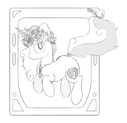 Size: 2465x2385 | Tagged: safe, artist:woonasart, imported from derpibooru, sweetie belle, black and white, cutie mark, cutie mark crusaders, female, flower, grayscale, hippie, monochrome, peace symbol, solo, the cmc's cutie marks