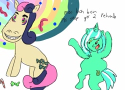 Size: 1024x737 | Tagged: artist needed, safe, imported from derpibooru, bon bon, lyra heartstrings, sweetie drops, 1000 hours in ms paint, drugs, ms paint