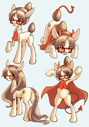 Size: 2039x2894 | Tagged: safe, artist:unousaya, imported from derpibooru, writing desk, armpits, belly button, butt, clothes, costume, glasses, jabot, plot, red neckwear, solo