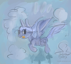 Size: 890x800 | Tagged: safe, artist:kattalk, imported from derpibooru, princess luna, female, filly, flying, sketchy, solo, tongue out, woona