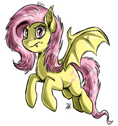 Size: 700x750 | Tagged: safe, artist:shimazun, imported from derpibooru, fluttershy, bat pony, pony, female, fluffy, flutterbat, simple background, solo