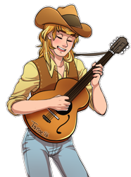 Size: 726x975 | Tagged: safe, artist:kikuri-tan, imported from derpibooru, braeburn, human, eyes closed, guitar, humanized, male, open mouth, simple background, solo, transparent background