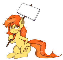 Size: 2252x2144 | Tagged: safe, artist:awintermoose, imported from derpibooru, oc, oc only, oc:sand veil, blushing, grumpy, holding sign, looking at you, simple background, solo, transparent background, unamused, yellow eyes