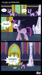 Size: 5000x8935 | Tagged: safe, artist:e-49, imported from derpibooru, twilight sparkle, alicorn, pony, absurd resolution, comic, female, language, lego, mare, ouch, stepping on a lego, twilight sparkle (alicorn), vector, vulgar