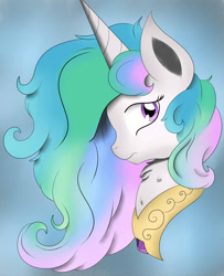 Size: 1024x1264 | Tagged: safe, artist:theartistsora, imported from derpibooru, princess celestia, chest fluff, female, portrait, solo