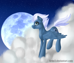 Size: 3700x3150 | Tagged: safe, artist:gree3, imported from derpibooru, night glider, cloud, female, moon, night, solo