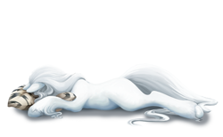 Size: 2000x1229 | Tagged: safe, artist:arctic-fox, imported from derpibooru, oc, oc only, oc:ashley fox, pony, albino, blank flank, cushion, prone, simple background, solo, unshorn fetlocks, white background