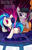 Size: 2100x3300 | Tagged: safe, artist:wicklesmack, imported from derpibooru, dj pon-3, octavia melody, vinyl scratch, earth pony, pony, unicorn, bronycon, cello, duo, fangs, female, headphones, mare, musical instrument, open mouth, print, turntable