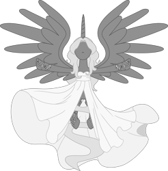 Size: 5000x5082 | Tagged: safe, artist:princeofrage, imported from derpibooru, alicorn, pony, absurd resolution, grey hair, monochrome, mortis ghost, no face, off, ponified, simple background, solo, transparent background, vader eloha