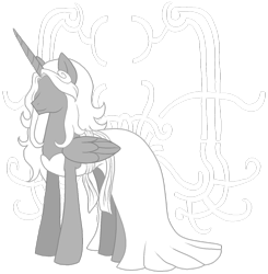 Size: 1024x1047 | Tagged: safe, artist:ponyvadereloha, imported from derpibooru, alicorn, pony, grey hair, monochrome, off, ponified, solo, vader eloha