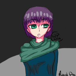 Size: 768x768 | Tagged: safe, artist:widget, imported from derpibooru, maud pie, human, anime, clothes, cute, female, humanized, i put too much time into this, krita, solo, sweater