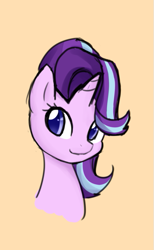 Size: 395x642 | Tagged: safe, artist:potzm, edit, imported from derpibooru, starlight glimmer, pony, unicorn, spoiler:s06, cropped, cute, female, glimmerbetes, hair over one eye, mare, new hairstyle, smiling, solo