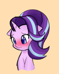 Size: 481x603 | Tagged: safe, artist:potzm, edit, imported from derpibooru, starlight glimmer, pony, unicorn, spoiler:s06, blushing, cropped, cute, female, floppy ears, glimmerbetes, looking down, mare, new hairstyle, solo, wavy mouth