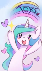 Size: 457x777 | Tagged: safe, artist:magnaluna, edit, imported from derpibooru, princess celestia, pony, :o, blush sticker, blushing, chibi, cropped, cute, cutelestia, female, happy, heart, hooves in air, mare, open mouth, smiling, solo