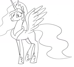 Size: 1280x1161 | Tagged: safe, artist:arrjaysketch, imported from derpibooru, princess celestia, alicorn, pony, female, monochrome, solo