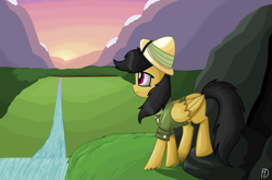Size: 3376x2232 | Tagged: safe, artist:fluttersdreams, imported from derpibooru, daring do, female, river, solo, sunset, younger