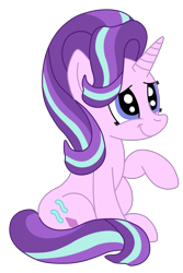 Size: 1936x2892 | Tagged: safe, artist:squipycheetah, imported from derpibooru, starlight glimmer, pony, unicorn, season 6, cute, female, glimmerbetes, happy, new hairstyle, raised hoof, simple background, sitting, smiling, solo, transparent background, vector