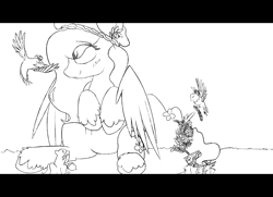 Size: 2560x1850 | Tagged: safe, imported from derpibooru, fluttershy, animal, female, flower, hippie, solo