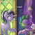 Size: 750x750 | Tagged: safe, artist:lumineko, imported from derpibooru, rarity, spike, starlight glimmer, dragon, pony, unicorn, season 6, the crystalling, blushing, eyes closed, female, kissing, male, patreon, patreon logo, rarity plushie, shipping, sparity, straight