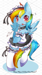 Size: 659x1162 | Tagged: safe, artist:chikoritamoon, imported from derpibooru, rainbow dash, clothes, cute, female, maid, rainbow dash always dresses in style, solo