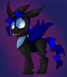 Size: 948x1088 | Tagged: safe, artist:tailsdollterror, imported from derpibooru, oc, oc only, oc:peanuts, changeling, blue changeling, female, solo