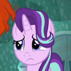 Size: 461x461 | Tagged: safe, imported from derpibooru, screencap, starlight glimmer, sunburst, pony, unicorn, the crystalling, :<, animated, cute, faic, female, floppy ears, frown, glimmerbetes, lidded eyes, mare, sad, sad face, sadface glimmer, sadlight glimmer, solo focus, wide eyes