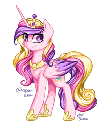 Size: 4000x4571 | Tagged: safe, artist:eeviart, imported from derpibooru, princess cadance, alicorn, pony, absurd resolution, female, simple background, smiling, solo