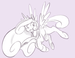 Size: 900x700 | Tagged: safe, artist:goat train, imported from derpibooru, princess flurry heart, the crystalling, female, flying, monochrome, older, sketch, solo