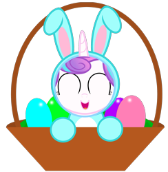 Size: 1865x1909 | Tagged: safe, artist:comfydove, artist:lil-lovey, imported from derpibooru, princess flurry heart, the crystalling, basket, bunny costume, clothes, cute, easter, female, flurrybetes, simple background, solo, transparent background, vector