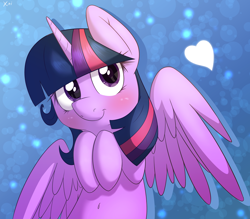 Size: 4000x3500 | Tagged: safe, artist:fluffyxai, imported from derpibooru, twilight sparkle, alicorn, pony, belly button, blushing, cute, female, heart, looking at you, mare, solo, spread wings, twiabetes, twilight sparkle (alicorn)