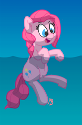 Size: 1267x1920 | Tagged: safe, artist:pabbley, imported from derpibooru, pinkie pie, female, happy, solo, swimming, water, wet mane