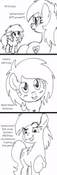 Size: 900x2750 | Tagged: safe, artist:anonymous, imported from derpibooru, oc, oc only, oc:aryanne, oc:filly anon, /mlp/, black and white, comic, descriptive noise, dialogue, female, filly, grayscale, heart, horse noises, meme, monochrome, nazi, simple background, swastika, white background