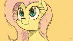 Size: 1920x1080 | Tagged: safe, artist:vadkram20xd6, imported from derpibooru, fluttershy, bust, female, looking away, looking up, portrait, solo