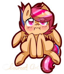 Size: 405x465 | Tagged: safe, artist:cloureed, imported from derpibooru, oc, oc only, oc:sherbert skyes, pegasus, pony, chibi, grumpy, simple background, solo, transparent background