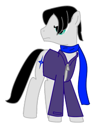 Size: 671x852 | Tagged: safe, artist:prism note, imported from derpibooru, oc, oc only, oc:blade blitz, earth pony, pony, clothes, jacket, scarf