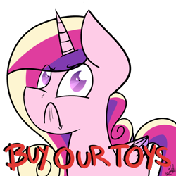 Size: 1500x1500 | Tagged: safe, artist:befishproductions, imported from derpibooru, princess cadance, alicorn, pony, >:c, angry, buy our toys, cute, cutedance, female, frown, glare, looking at you, madorable, mare, shrunken pupils, signature, simple background, solo, text, transparent background, wide eyes